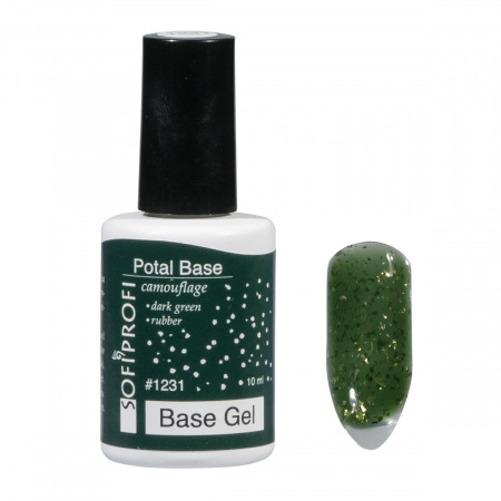 База для ногтей с поталью Тон 1231 Sofiprofi Potal Base Dark Green, 10 мл